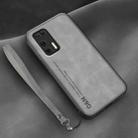 For Huawei P40 Lamba Skin Feel Leather Back Phone Case with Strap(Space Grey) - 1