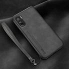 For Huawei Maimang 9 Lamba Skin Feel Leather Back Phone Case with Strap(Dark Grey) - 1