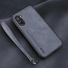 For Huawei Maimang 9 Lamba Skin Feel Leather Back Phone Case with Strap(Blue) - 1