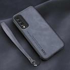 For Huawei Maimang 10 Lamba Skin Feel Leather Back Phone Case with Strap(Blue) - 1