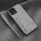 For Huawei Maimang 10 SE Lamba Skin Feel Leather Back Phone Case with Strap(Space Grey) - 1