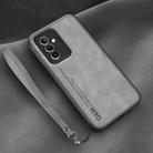 For Huawei Maimang 11 Lamba Skin Feel Leather Back Phone Case with Strap(Space Grey) - 1