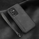 For Huawei Maimang 11 Lamba Skin Feel Leather Back Phone Case with Strap(Dark Grey) - 1