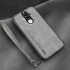 For Huawei Mate 9 Lamba Skin Feel Leather Back Phone Case with Strap(Space Grey) - 1