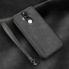 For Huawei Mate 9 Lamba Skin Feel Leather Back Phone Case with Strap(Dark Grey) - 1