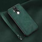 For Huawei Mate 9 Lamba Skin Feel Leather Back Phone Case with Strap(Deep Green) - 1