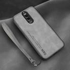 For Huawei Mate 9 Pro Lamba Skin Feel Leather Back Phone Case with Strap(Space Grey) - 1
