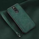 For Huawei Mate 9 Pro Lamba Skin Feel Leather Back Phone Case with Strap(Deep Green) - 1