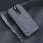 For Huawei Mate 9 Pro Lamba Skin Feel Leather Back Phone Case with Strap(Blue) - 1