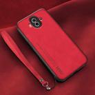 For Huawei Mate 10 Lamba Skin Feel Leather Back Phone Case with Strap(Red) - 1