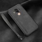 For Huawei Mate 10 Pro Lamba Skin Feel Leather Back Phone Case with Strap(Dark Grey) - 1