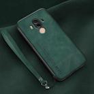 For Huawei Mate 10 Pro Lamba Skin Feel Leather Back Phone Case with Strap(Deep Green) - 1