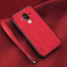 For Huawei Mate 10 Pro Lamba Skin Feel Leather Back Phone Case with Strap(Red) - 1