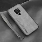 For Huawei Mate 20 Lamba Skin Feel Leather Back Phone Case with Strap(Space Grey) - 1
