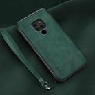 For Huawei Mate 20 Lamba Skin Feel Leather Back Phone Case with Strap(Deep Green) - 1