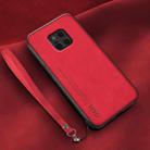 For Huawei Mate 20 Pro Lamba Skin Feel Leather Back Phone Case with Strap(Red) - 1