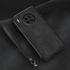 For Huawei Mate 30 Lamba Skin Feel Leather Back Phone Case with Strap(Black) - 1