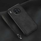 For Huawei Mate 30 Pro Lamba Skin Feel Leather Back Phone Case with Strap(Black) - 1