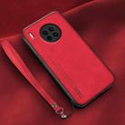 For Huawei Mate 30 Pro Lamba Skin Feel Leather Back Phone Case with Strap(Red) - 1