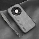 For Huawei Mate 40 Lamba Skin Feel Leather Back Phone Case with Strap(Space Grey) - 1