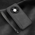 For Huawei Mate 40 Lamba Skin Feel Leather Back Phone Case with Strap(Dark Grey) - 1