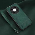For Huawei Mate 40 Lamba Skin Feel Leather Back Phone Case with Strap(Deep Green) - 1