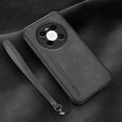 For Huawei Mate 40 Pro Lamba Skin Feel Leather Back Phone Case with Strap(Dark Grey) - 1