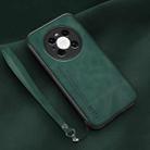 For Huawei Mate 40 Pro Lamba Skin Feel Leather Back Phone Case with Strap(Deep Green) - 1