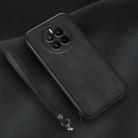 For Huawei Mate 50 Lamba Skin Feel Leather Back Phone Case with Strap(Black) - 1