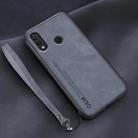 For Huawei nova 3i Lamba Skin Feel Leather Back Phone Case with Strap(Blue) - 1