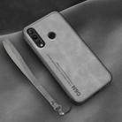 For Huawei nova 4 Lamba Skin Feel Leather Back Phone Case with Strap(Space Grey) - 1