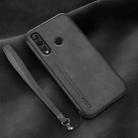 For Huawei nova 4 Lamba Skin Feel Leather Back Phone Case with Strap(Dark Grey) - 1