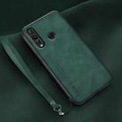For Huawei nova 4 Lamba Skin Feel Leather Back Phone Case with Strap(Deep Green) - 1