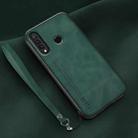 For Huawei nova 4e Lamba Skin Feel Leather Back Phone Case with Strap(Deep Green) - 1