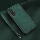 For Huawei nova 5 Lamba Skin Feel Leather Back Phone Case with Strap(Deep Green) - 1