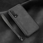 For Huawei nova 6 5G Lamba Skin Feel Leather Back Phone Case with Strap(Dark Grey) - 1