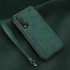 For Huawei nova 6 5G Lamba Skin Feel Leather Back Phone Case with Strap(Deep Green) - 1