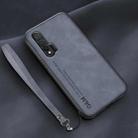 For Huawei nova 6 5G Lamba Skin Feel Leather Back Phone Case with Strap(Blue) - 1