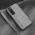 For Huawei nova 7 Lamba Skin Feel Leather Back Phone Case with Strap(Space Grey) - 1
