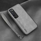 For Huawei nova 7 Pro Lamba Skin Feel Leather Back Phone Case with Strap(Space Grey) - 1