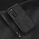 For Huawei nova 7 Pro Lamba Skin Feel Leather Back Phone Case with Strap(Black) - 1