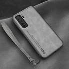 For Huawei nova 7 SE Lamba Skin Feel Leather Back Phone Case with Strap(Space Grey) - 1