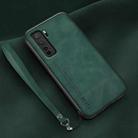 For Huawei nova 7 SE Lamba Skin Feel Leather Back Phone Case with Strap(Deep Green) - 1