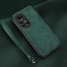 For Huawei nova 8 Lamba Skin Feel Leather Back Phone Case with Strap(Deep Green) - 1