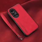 For Huawei nova 8 Lamba Skin Feel Leather Back Phone Case with Strap(Red) - 1
