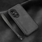 For Huawei nova 8 Pro Lamba Skin Feel Leather Back Phone Case with Strap(Dark Grey) - 1