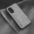 For Huawei nova 10 Lamba Skin Feel Leather Back Phone Case with Strap(Space Grey) - 1