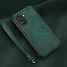 For Huawei nova 10 Lamba Skin Feel Leather Back Phone Case with Strap(Deep Green) - 1