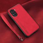 For Huawei nova 10 Pro Lamba Skin Feel Leather Back Phone Case with Strap(Red) - 1