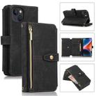 For iPhone 14 Dream 9-Card Wallet Zipper Bag Leather Phone Case(Black) - 1